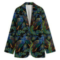 Embroidery Peacock Pattern Print Women's Cotton Blazer