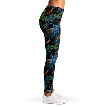 Embroidery Peacock Pattern Print Women's Leggings