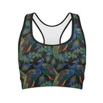 Embroidery Peacock Pattern Print Women's Sports Bra