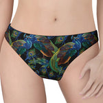 Embroidery Peacock Pattern Print Women's Thong