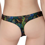 Embroidery Peacock Pattern Print Women's Thong