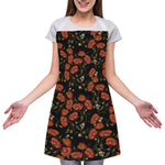 Embroidery Poppy Pattern Print Adjustable Apron