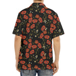Embroidery Poppy Pattern Print Aloha Shirt