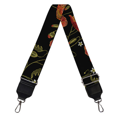 Embroidery Poppy Pattern Print Bag Strap