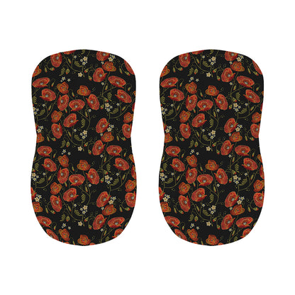Embroidery Poppy Pattern Print Bar Stool Covers