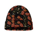 Embroidery Poppy Pattern Print Beanie