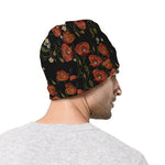 Embroidery Poppy Pattern Print Beanie