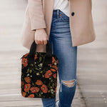 Embroidery Poppy Pattern Print Bible Tote Bag