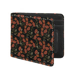 Embroidery Poppy Pattern Print Bifold Wallet