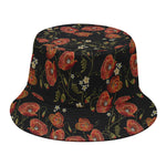 Embroidery Poppy Pattern Print Bucket Hat