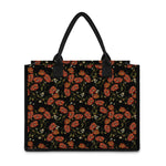 Embroidery Poppy Pattern Print Canvas Tote Bag