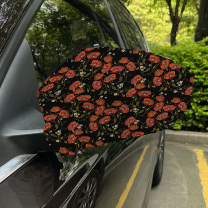 Embroidery Poppy Pattern Print Car Side Mirror Covers