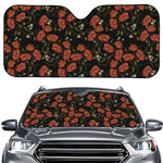 Embroidery Poppy Pattern Print Car Windshield Sun Shade