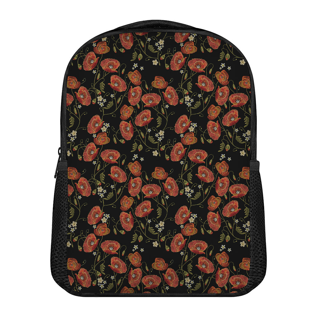 Embroidery Poppy Pattern Print Casual Backpack