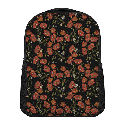 Embroidery Poppy Pattern Print Casual Backpack