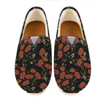 Embroidery Poppy Pattern Print Casual Shoes