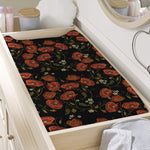 Embroidery Poppy Pattern Print Changing Pad Cover