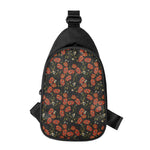 Embroidery Poppy Pattern Print Chest Bag