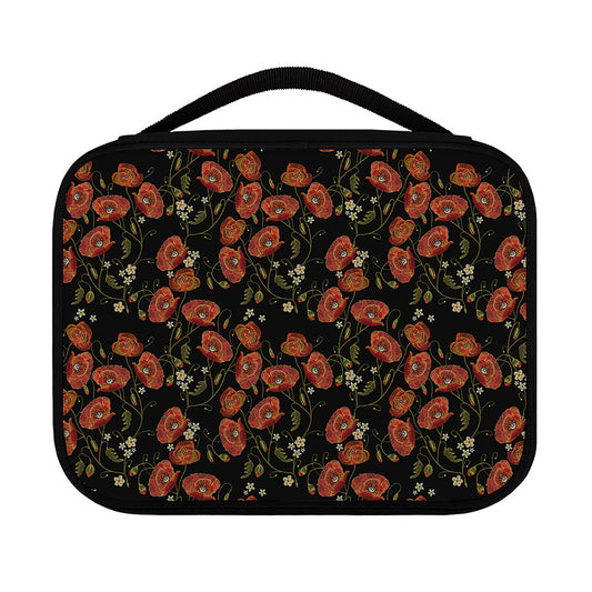 Embroidery Poppy Pattern Print Classic Bible Case