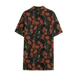 Embroidery Poppy Pattern Print Cotton Hawaiian Shirt