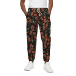 Embroidery Poppy Pattern Print Cotton Pants