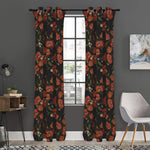 Embroidery Poppy Pattern Print Curtain