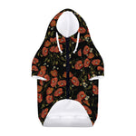 Embroidery Poppy Pattern Print Dog Zip Up Hoodie