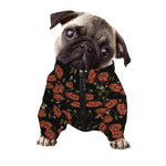 Embroidery Poppy Pattern Print Dog Zip Up Jacket