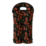Embroidery Poppy Pattern Print Double Neoprene Wine Tote