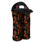 Embroidery Poppy Pattern Print Double Neoprene Wine Tote