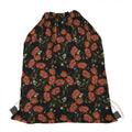 Embroidery Poppy Pattern Print Drawstring Bag