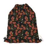 Embroidery Poppy Pattern Print Drawstring Bag