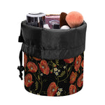 Embroidery Poppy Pattern Print Drawstring Makeup Bag