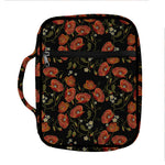 Embroidery Poppy Pattern Print Front Pocket Bible Bag