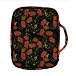 Embroidery Poppy Pattern Print Front Pocket Bible Bag