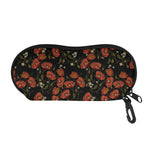 Embroidery Poppy Pattern Print Glasses Case