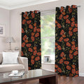 Embroidery Poppy Pattern Print Grommet Curtains