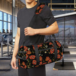 Embroidery Poppy Pattern Print Gym Bag