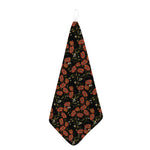 Embroidery Poppy Pattern Print Hand Towel