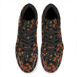 Embroidery Poppy Pattern Print High Top Leather Sneakers