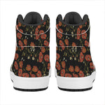 Embroidery Poppy Pattern Print High Top Leather Sneakers