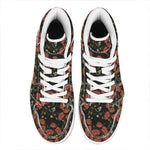 Embroidery Poppy Pattern Print High Top Leather Sneakers