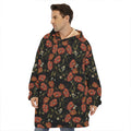 Embroidery Poppy Pattern Print Hoodie Blanket