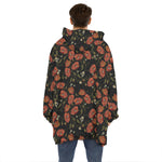 Embroidery Poppy Pattern Print Hoodie Blanket