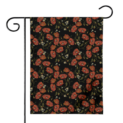 Embroidery Poppy Pattern Print House Flag