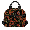Embroidery Poppy Pattern Print Insulated Lunch Bag