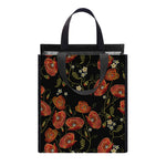 Embroidery Poppy Pattern Print Insulated Lunch Tote