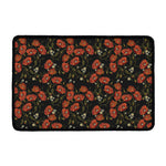 Embroidery Poppy Pattern Print Kitchen Mat