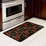Embroidery Poppy Pattern Print Kitchen Mat