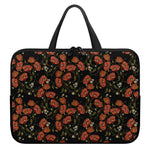 Embroidery Poppy Pattern Print Laptop Sleeve With Handle